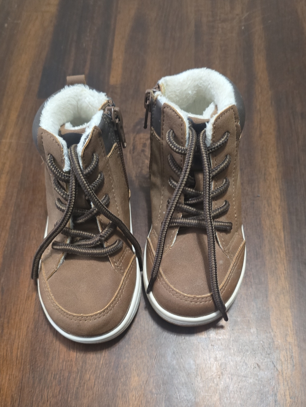 Kids Brown Faux-Suede Lace-Up Winter Boots
